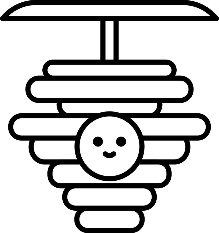 Cartoon Beehive Icon In Black Outline. vector