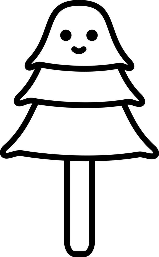 Cute Pine Tree Black Thin Line Art Icon. vector