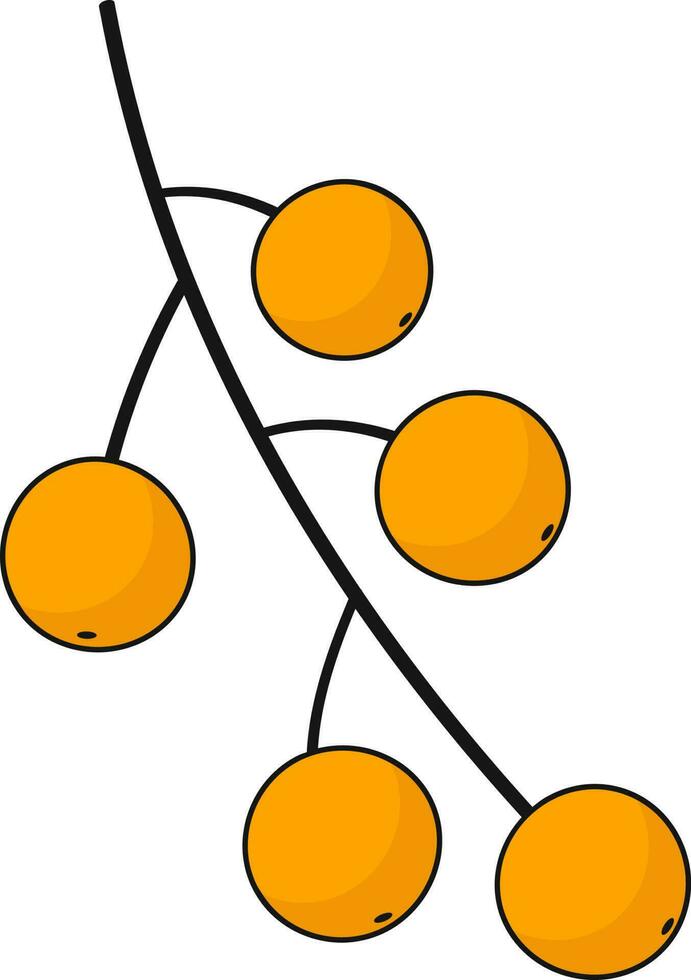 Yellow Berry Stem Element In Flat Style. vector