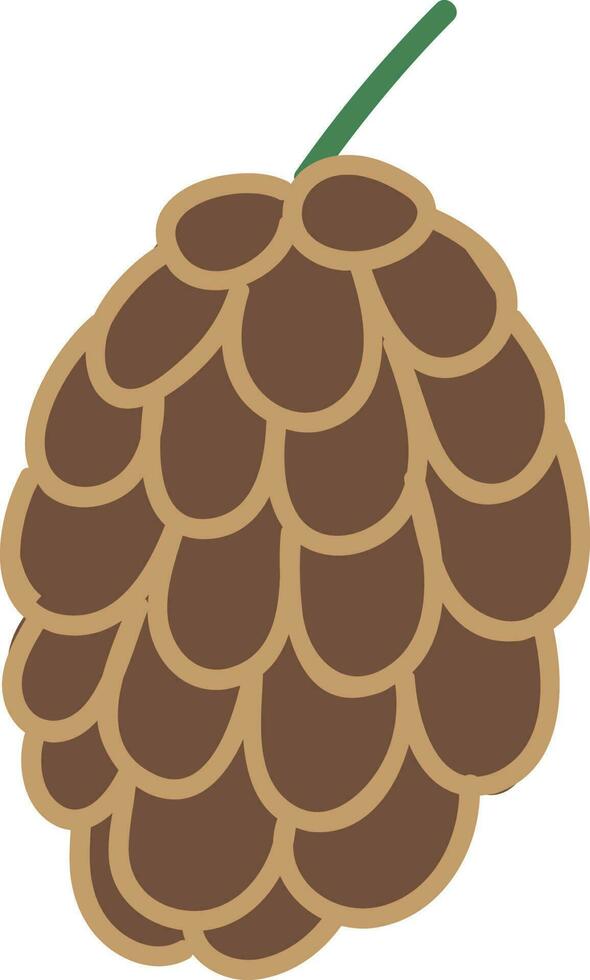 Isolated Brown Pine Cone Flat Element. vector