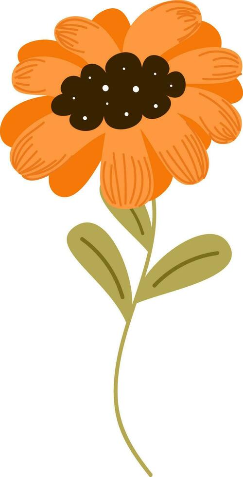 Orange Flower Element In Flat Style. vector