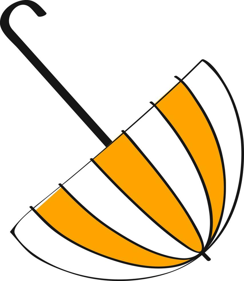 Isolated Open Umbrella Element In Yellow And White Color. vector