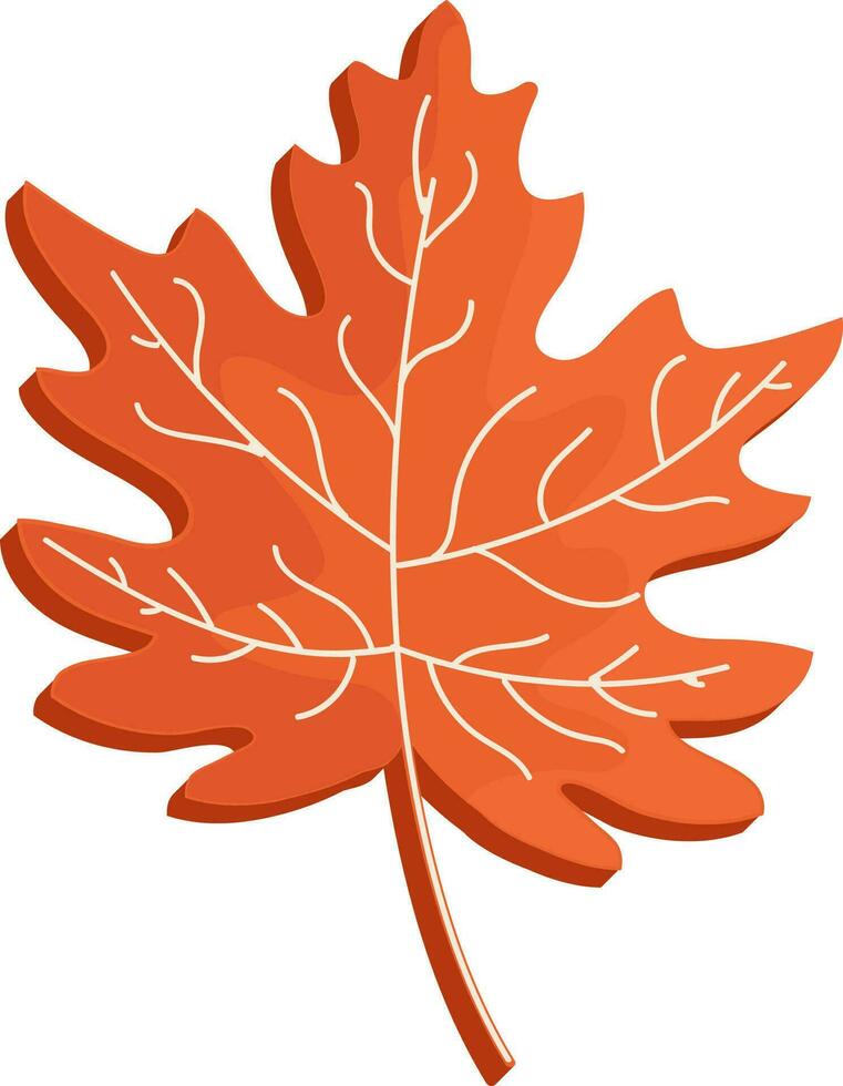 3D Maple Leaf Element In Orange Color. vector