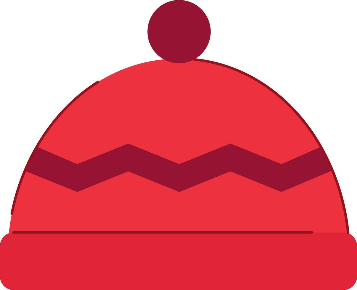 Isolated Red Beanie Hat Icon In Flat Style. vector