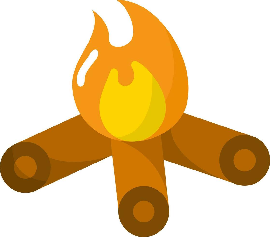 Flat Style Burning Wood Icon In Orange Color. 24145393 Vector Art at