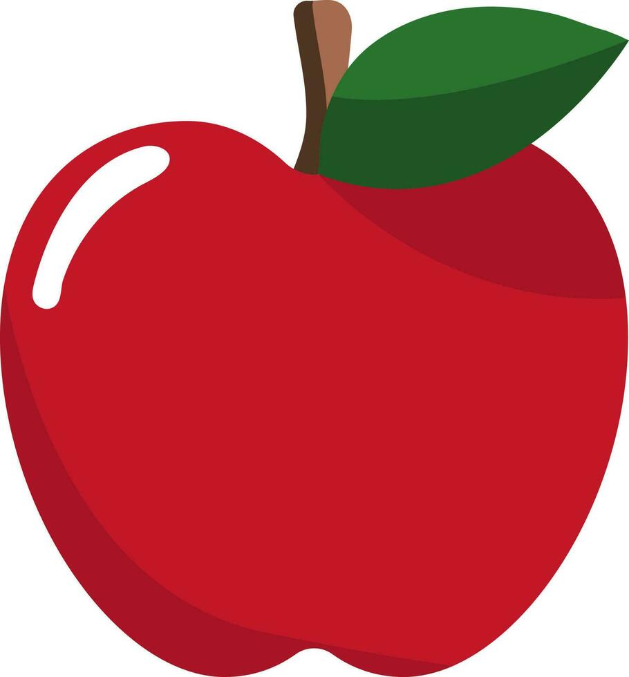 aislado rojo manzana con hoja icono en plano estilo. vector