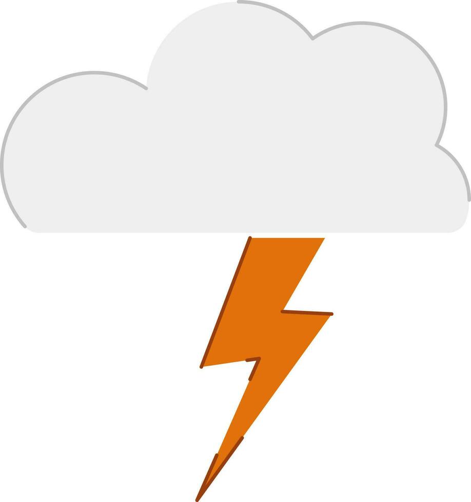 Grey And Orange Lighting Bolt Cloud Icon. vector