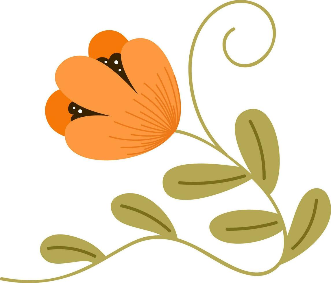 Orange Flower Vines On White Background vector