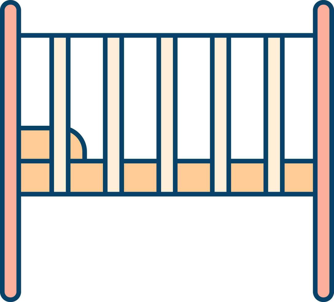 Baby Crib Icon In Red And Orange Color. vector