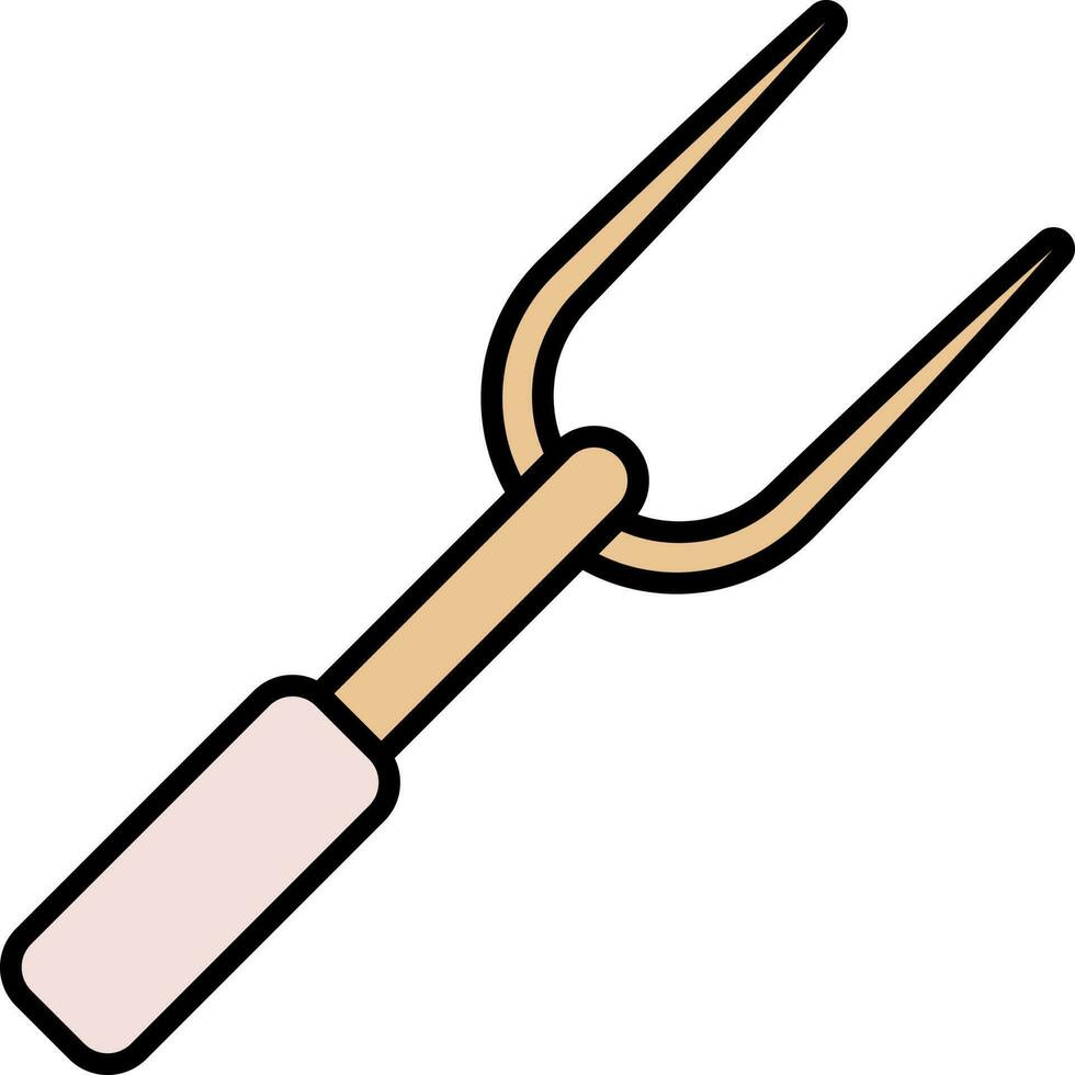 Barbecue Fork Icon In Pink And Orange Color. vector