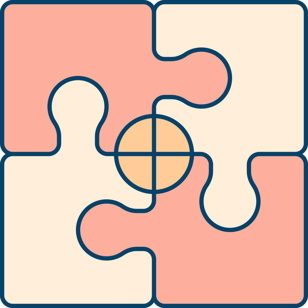 Jigsaw Puzzle Icon In Red And Orange Color. vector