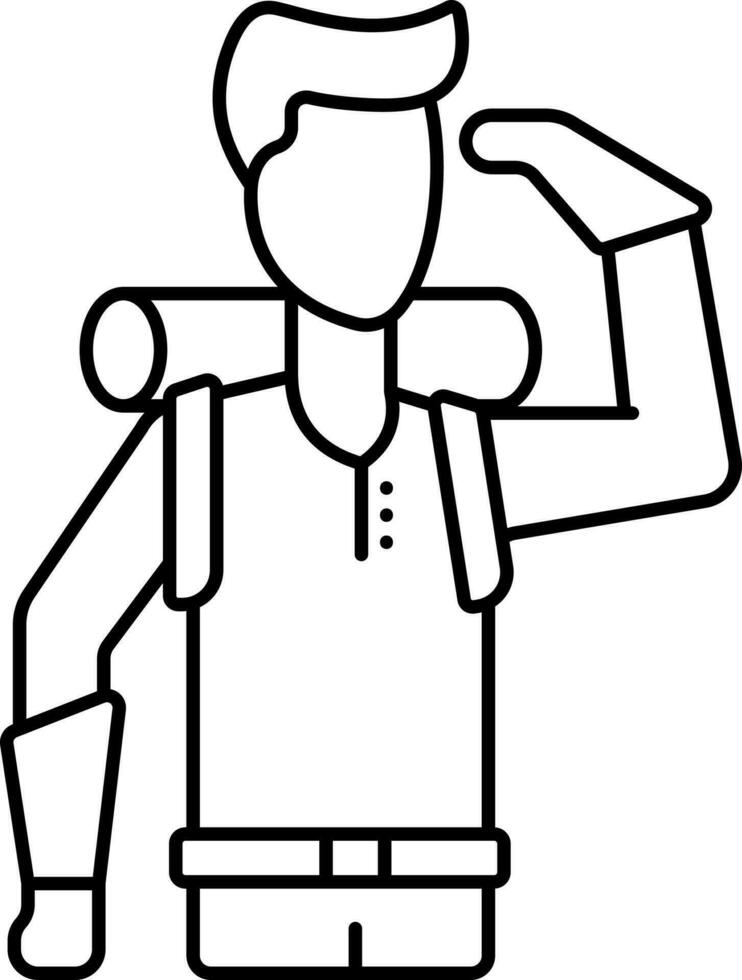 Cartoon Man Wearing Backpack Cartoon Thin Line Art Icon. vector