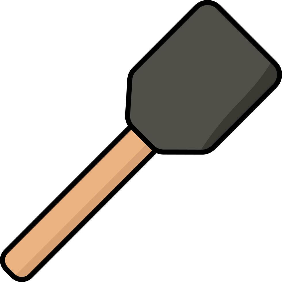 Black And Orange Spatula Flat Icon. vector