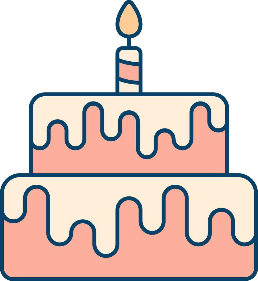 Burning Candle On Cake Icon In Orange And Red Color. vector