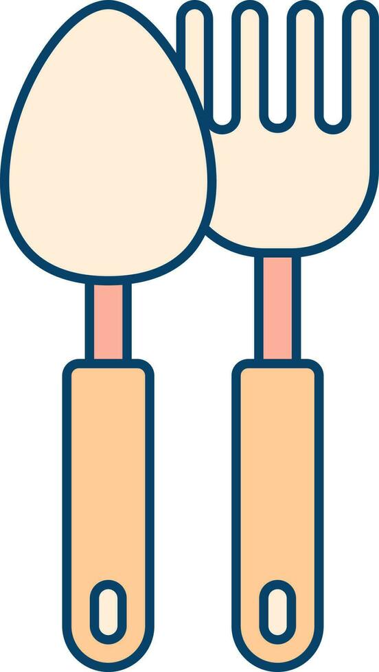 Fork And Spoon Icon In Red And Orange Color. vector