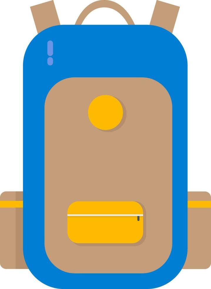 Tricolor Backpack Icon In Flat Style. vector
