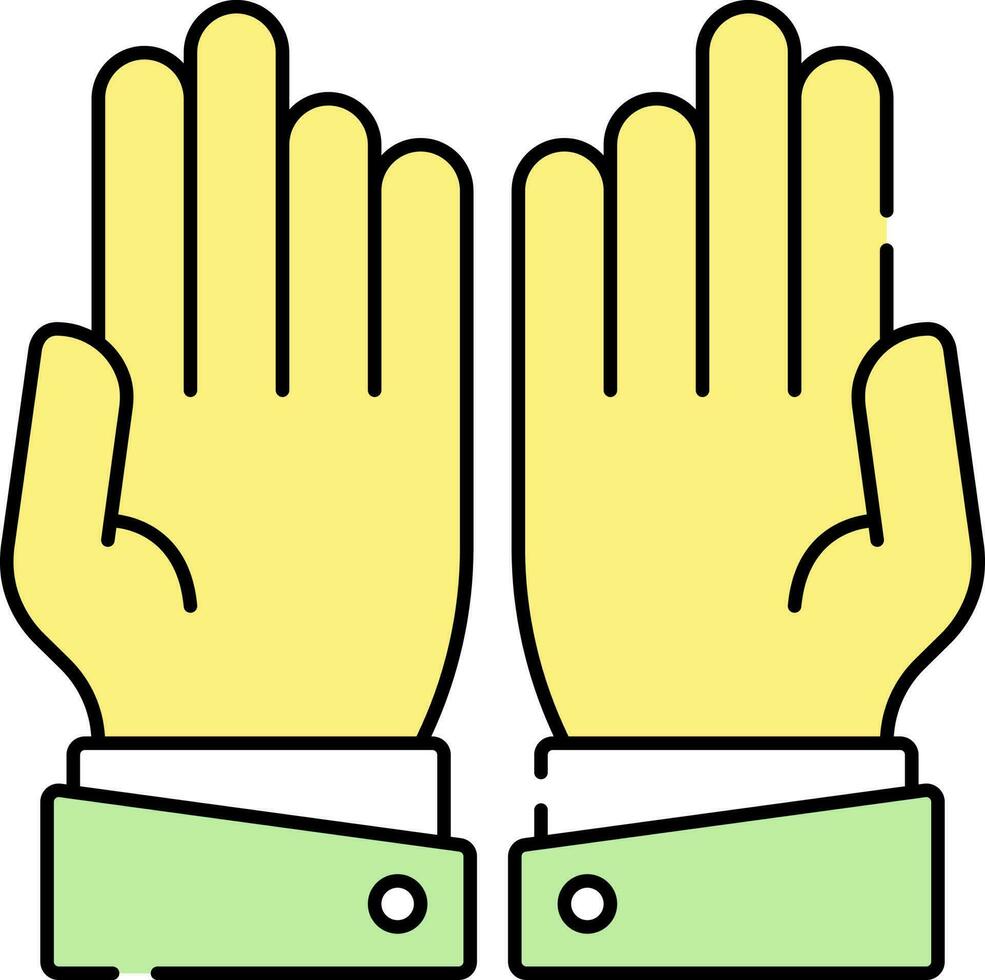 Yellow Prayer Hand Icon Or Symbol. vector