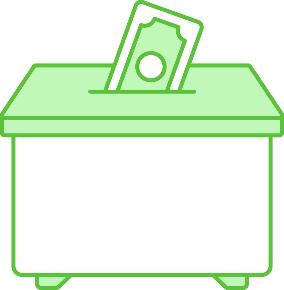 Isolated Symbol Of Money Donation Box Green And White Icon. vector