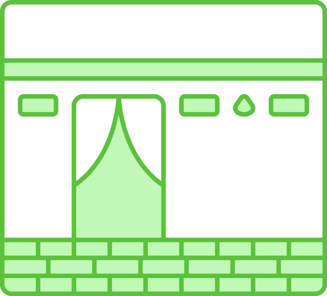 Green And White Illustration Of Kaaba Icon. vector