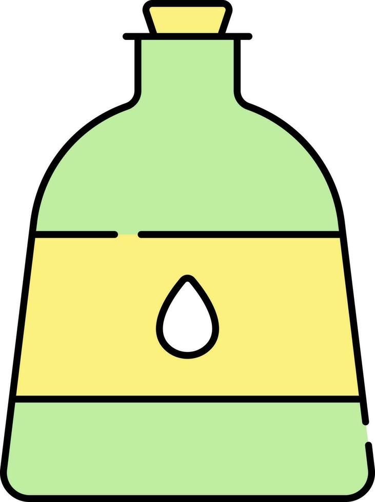 Isolated Attar Bottle Flat Icon In Green And Yellow Color. vector