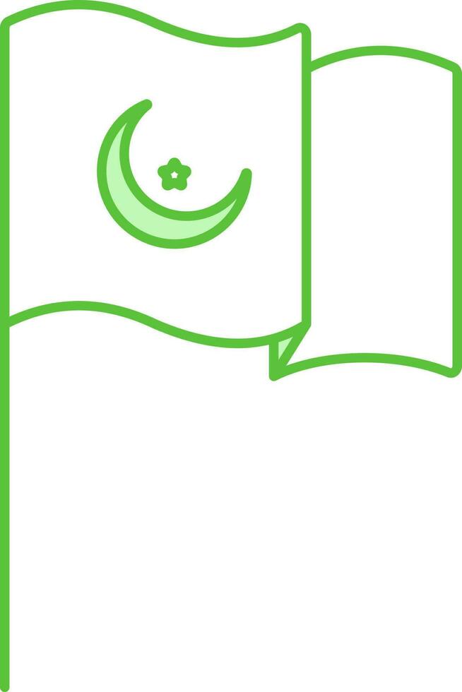 Muslim Flag Pole Icon In Green And White Color. vector