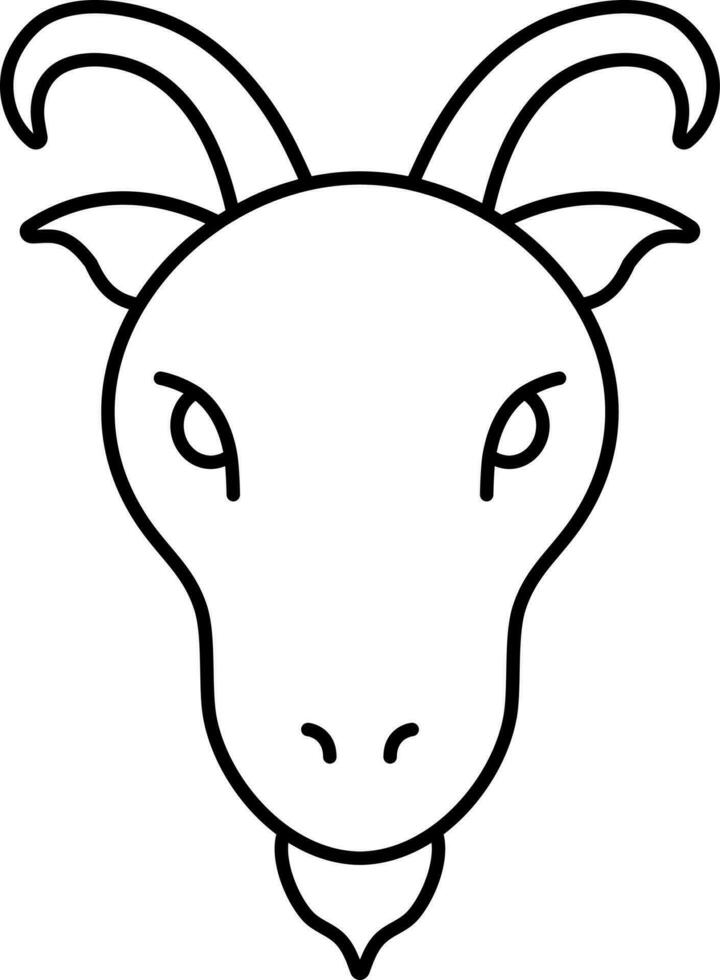 Cartoon Goat Head Icon In Linear Style. vector