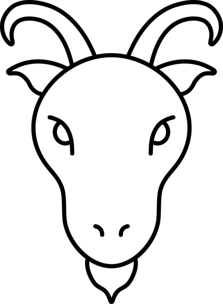 Cartoon Goat Head Icon In Linear Style. vector