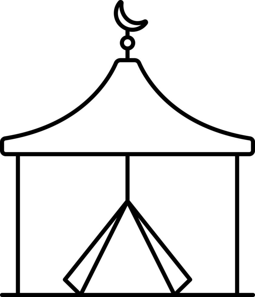 Islamic Camp Tent Icon In Linear Style. vector