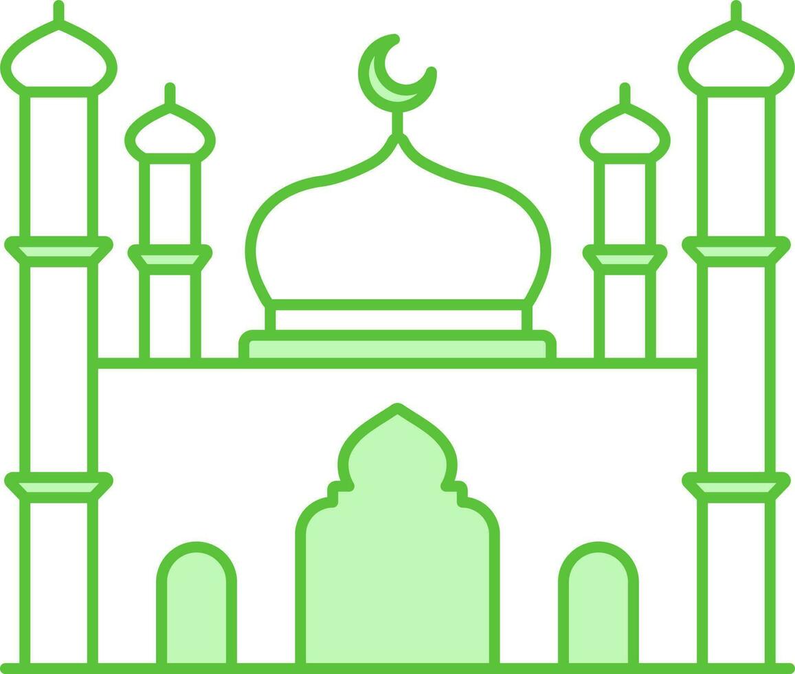 Green And White Illustration Of Mosque Flat Icon. 24145544 Vector Art