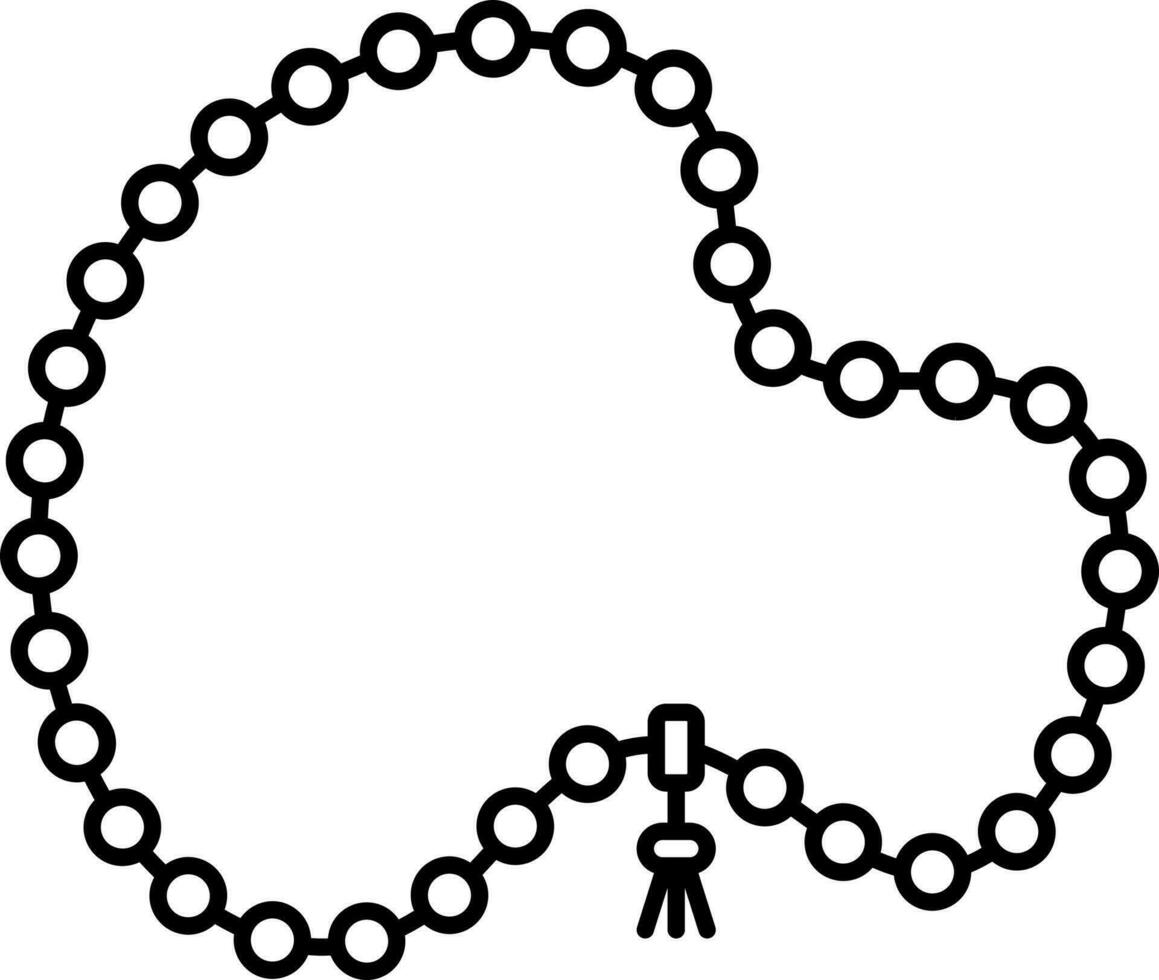 Black Thin Line Art Tasbih Flat Icon. vector