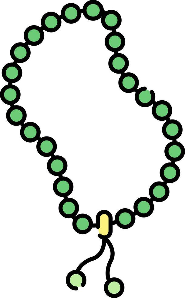 Green Tasbih Flat Icon On White Background. vector