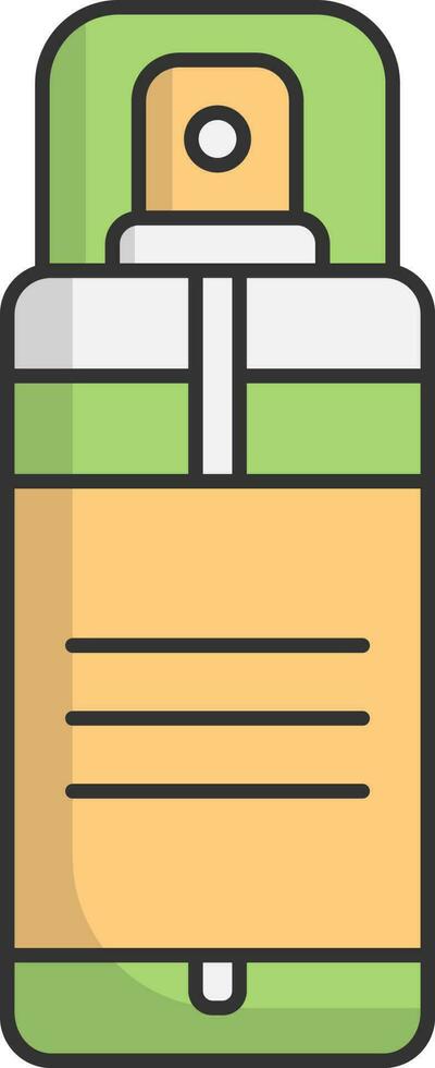 Isolated Attar Bottle Flat Icon In Green And Yellow Color. vector
