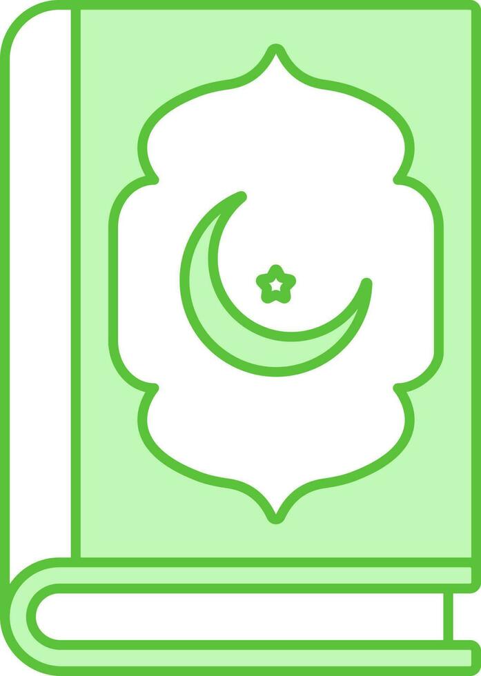 Quran Book Icon In White And Green Color. vector