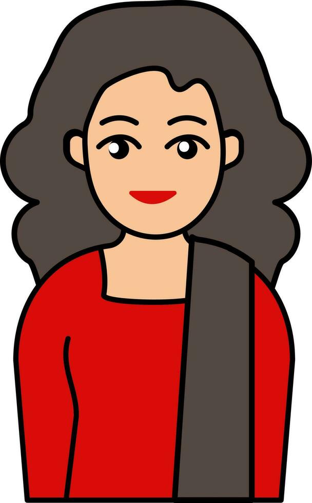 Red Suit Wearing Young Indian Girl With Scarf Icon. vector