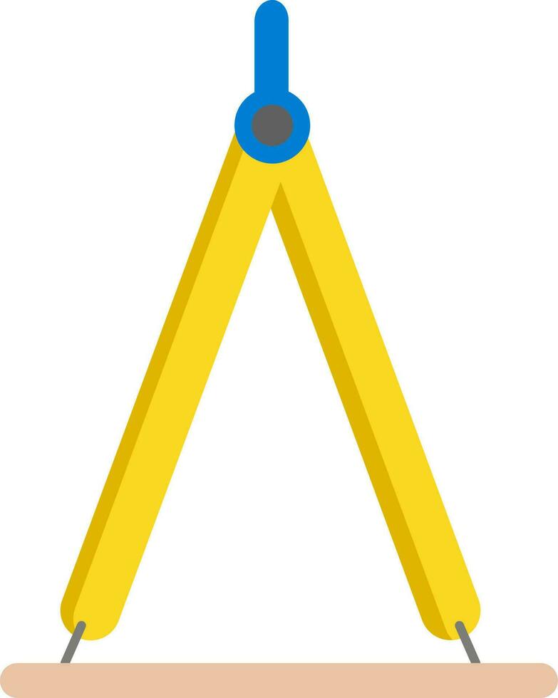 Isolated Drawing Compass Icon In Blue And Yellow Color. vector