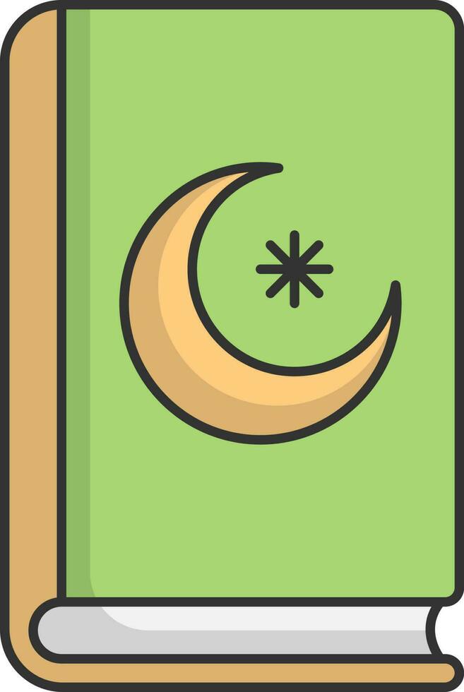 Quran Book Icon In Yellow And Green Color. vector