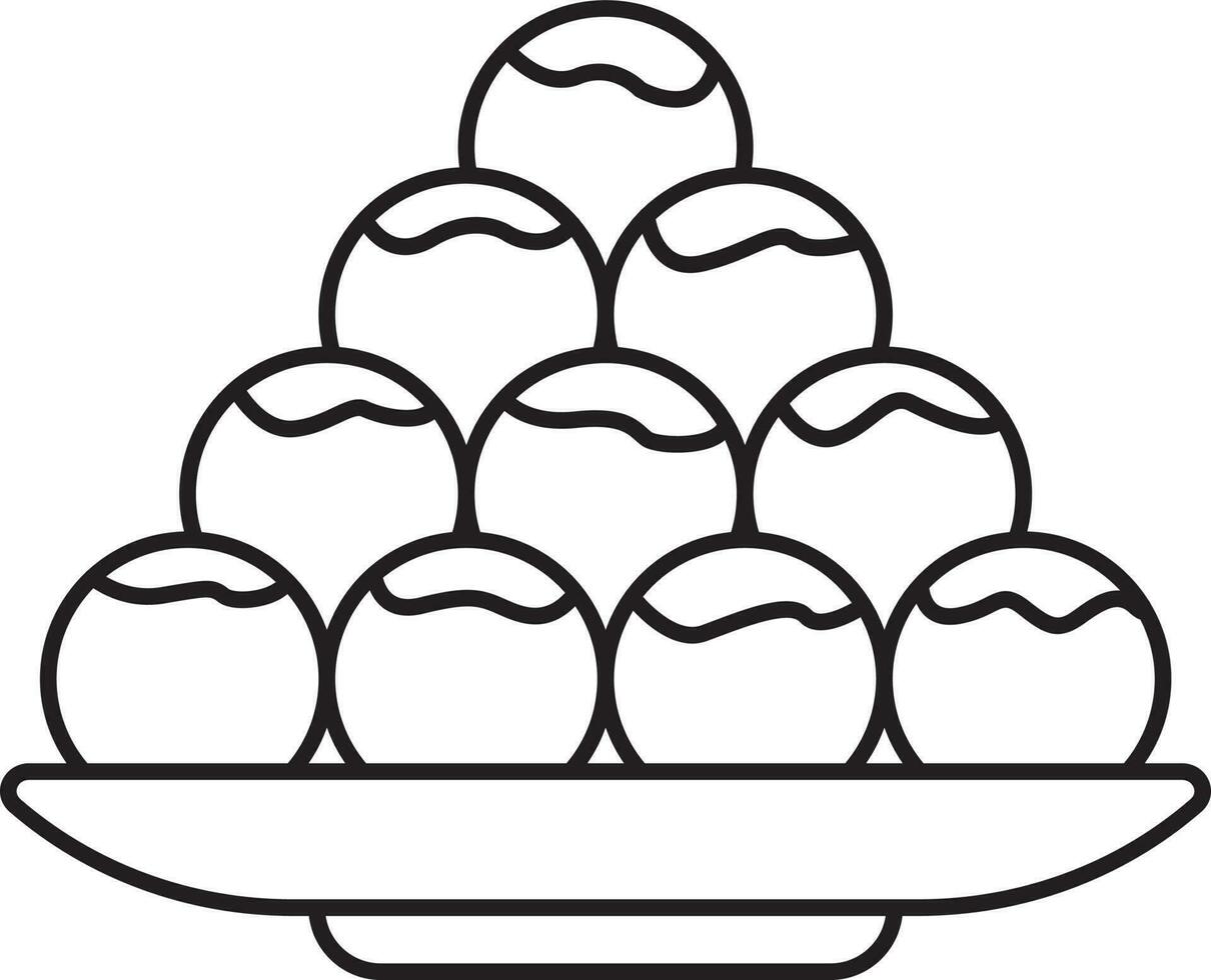 Isolated Laddo Or Laddu Icon In Line Art. vector
