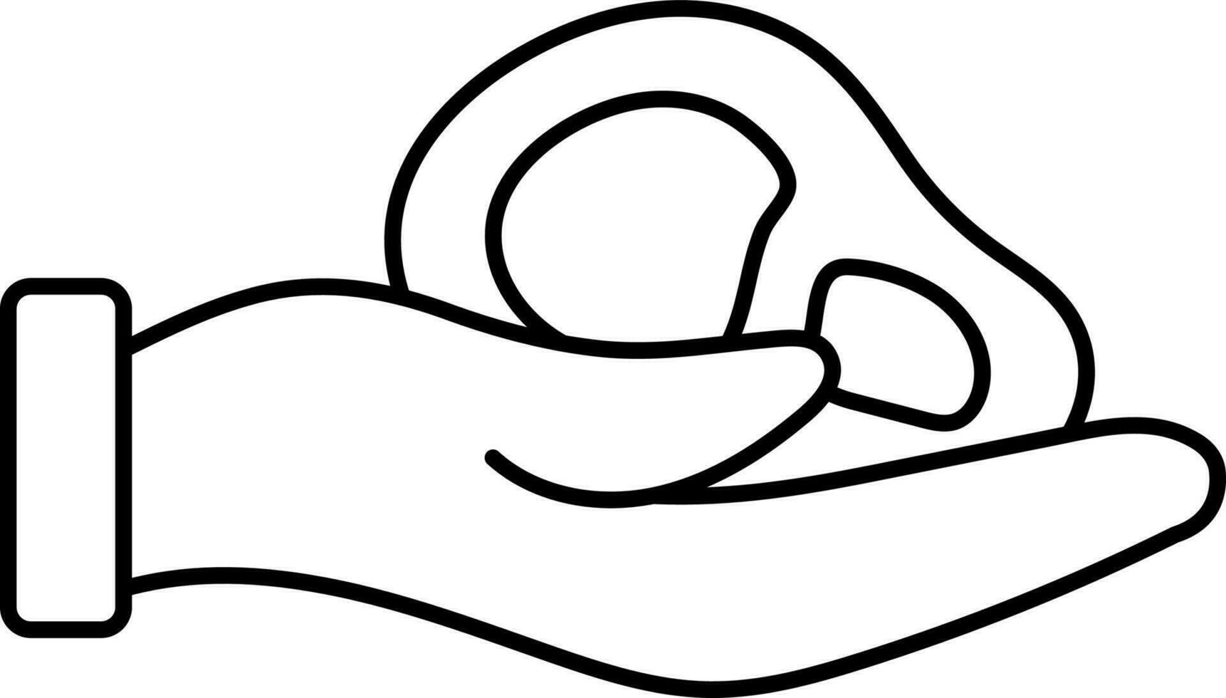 Black Outline Beef Slice On Hand Icon Or Symbol. vector