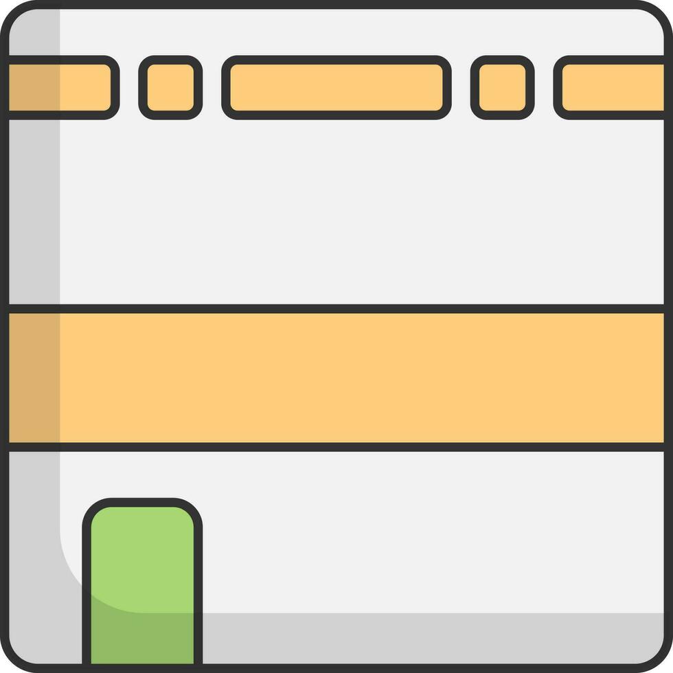 Illustration Of Kaaba Icon Flat Style. vector