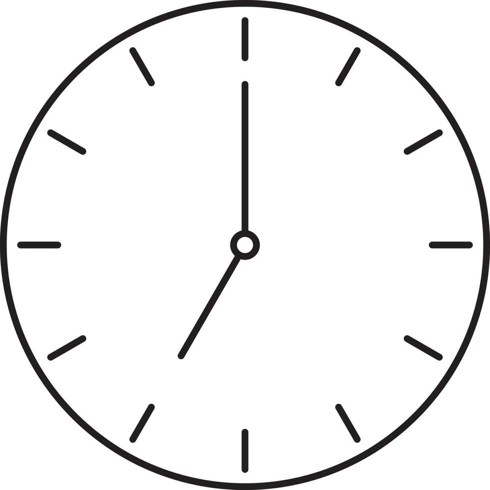 aislado plano reloj icono en Delgado línea Arte. vector