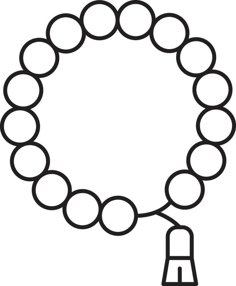 Black Thin Line Art Tasbih Flat Icon. vector