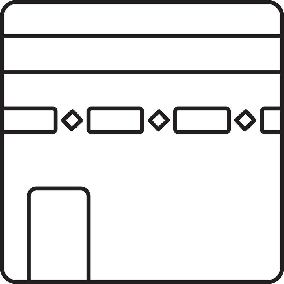 Black Outline Illustration Of Kaaba Icon. vector