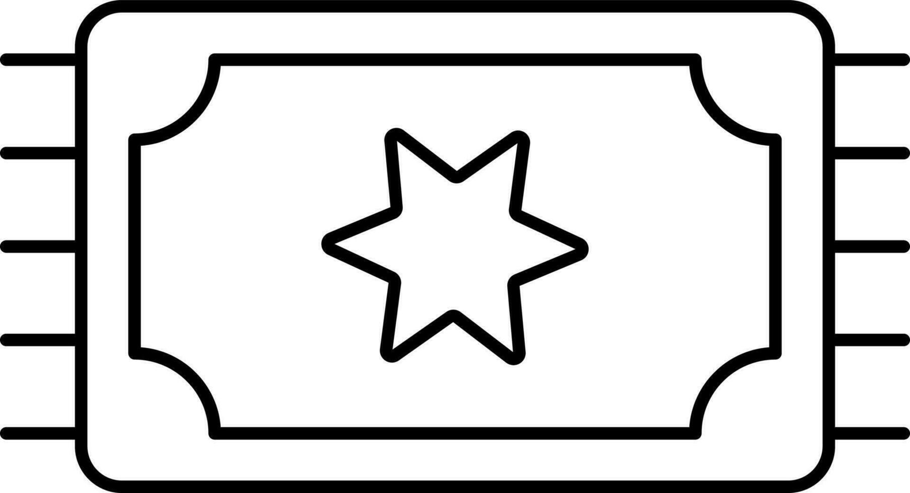 Ticket Icon Or Symbol In Black Outline. vector