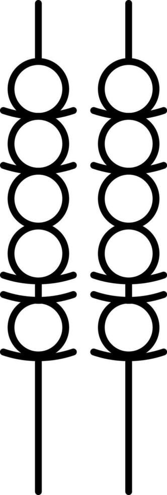 Black Outline Illustration Of Kebab Icon. vector