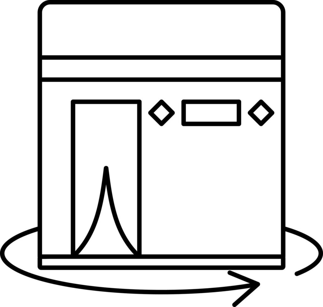 Illustration Of Kaaba Icon In Line Art. vector