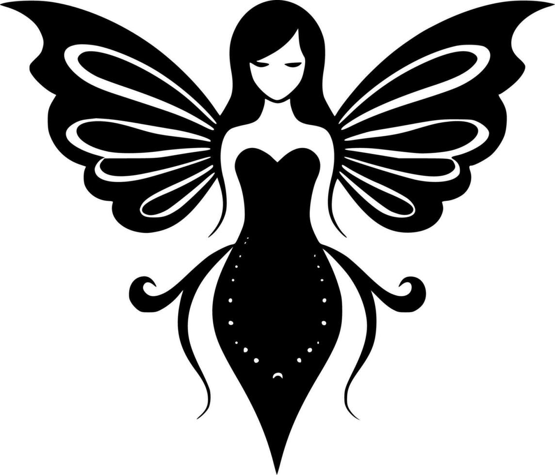 Fairy, Black and White Vector illustration