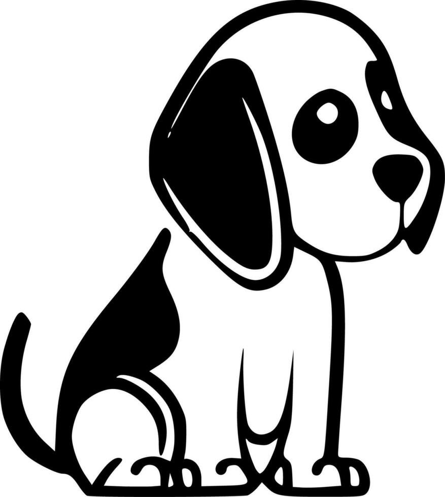 perro - negro y blanco aislado icono - vector ilustración