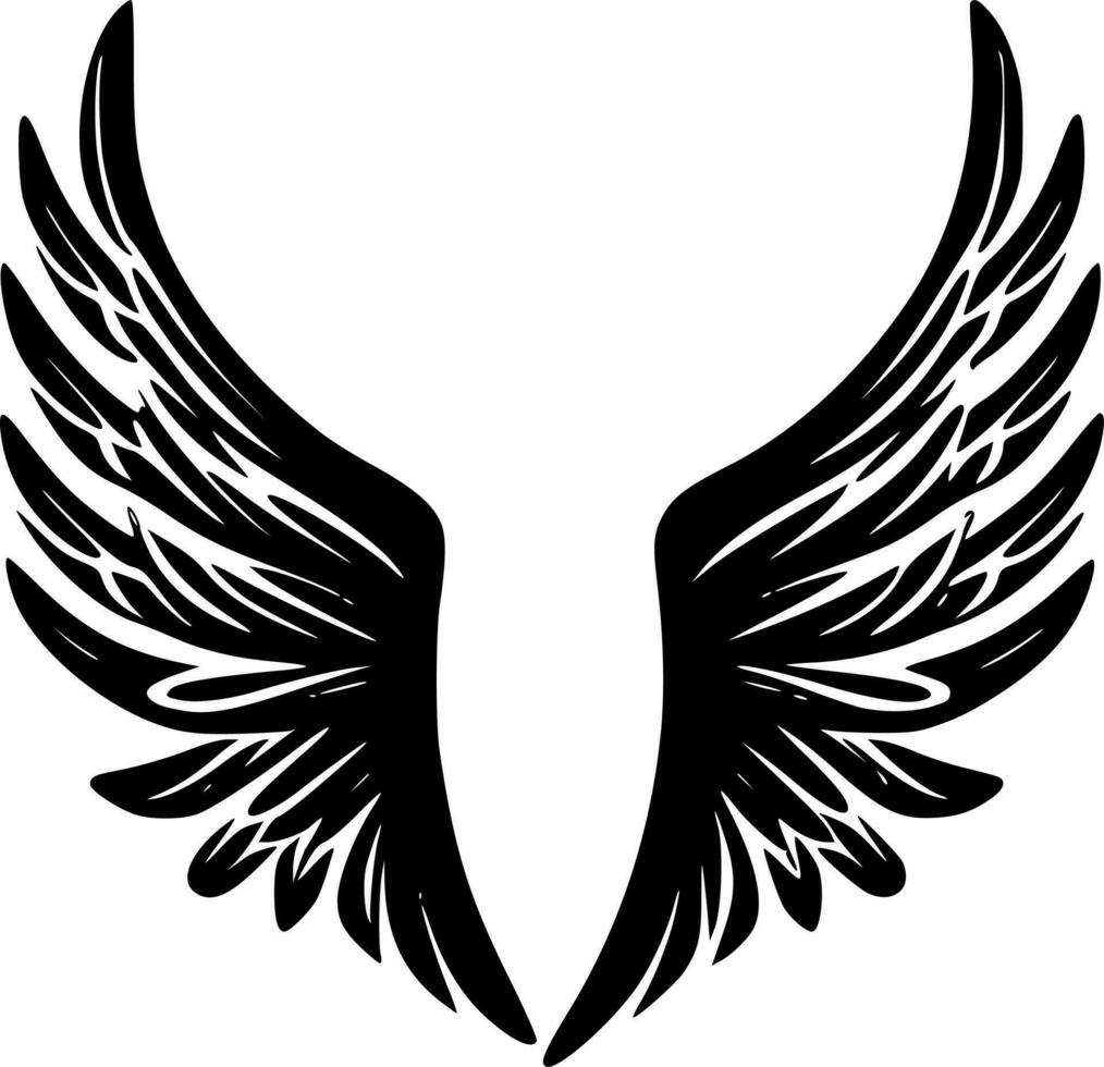 Wings, Black and White Vector illustration