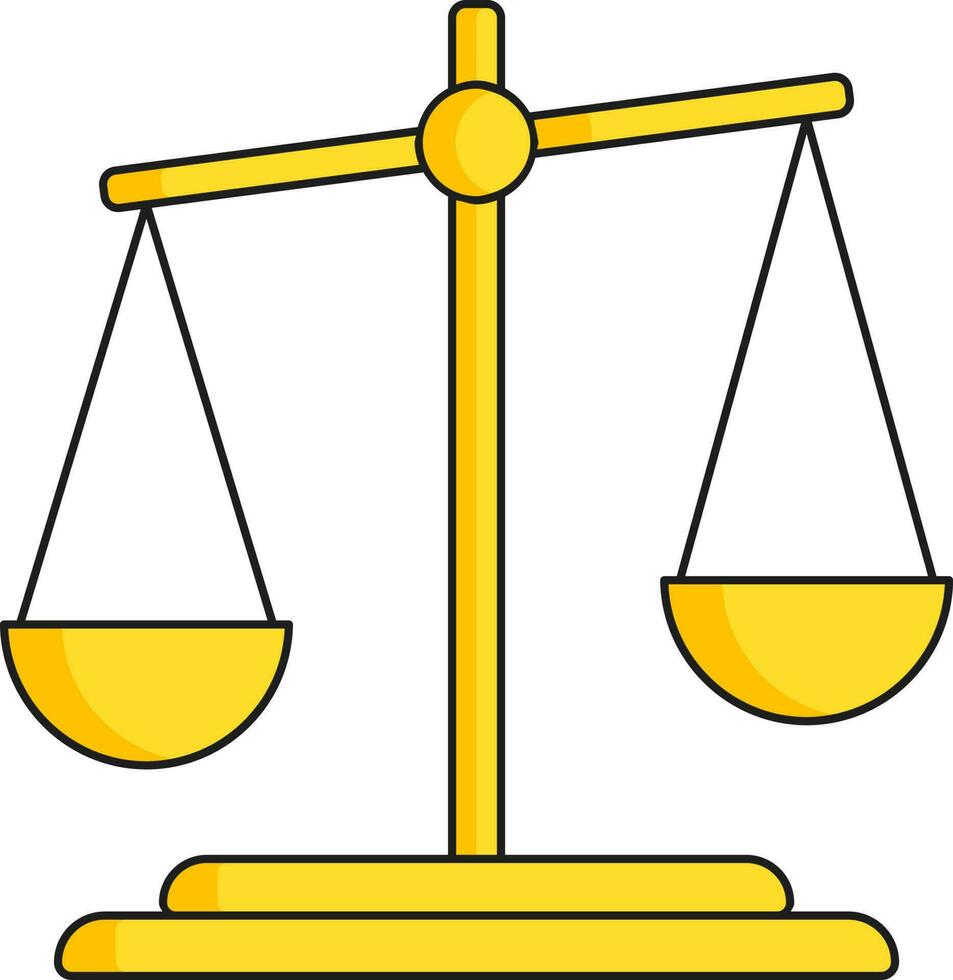 Flat Illustration Of Yellow Balance Scale Icon. vector