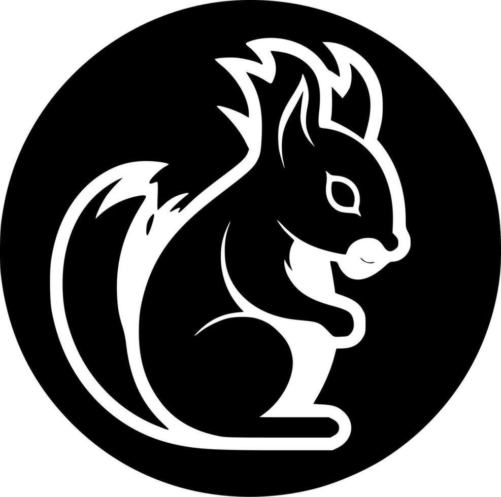 Squirrel - Black and White Isolated Icon - Vector illustration